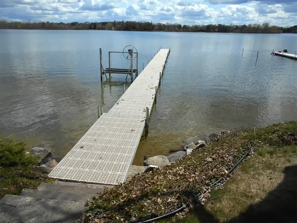 Seasonal dock with a watercraft lift